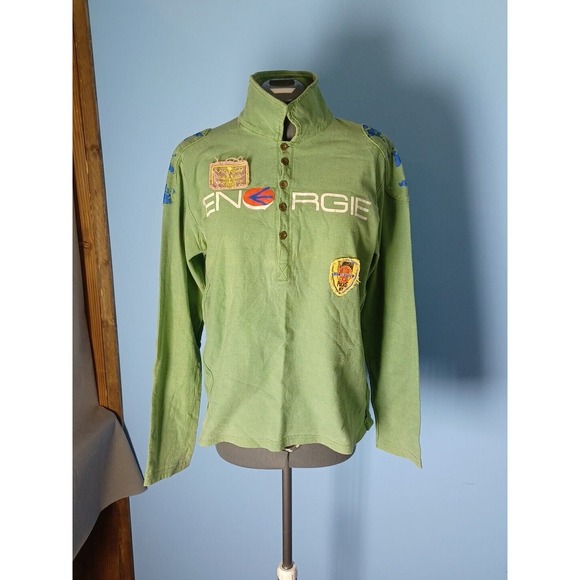Energie Other - Vintage Energie Rugby Shirt Patches Long Sleeve Green Graphics Funky Retro